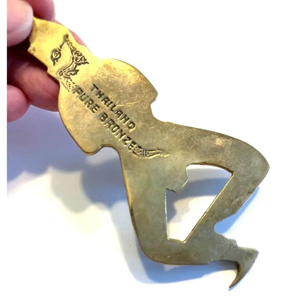 Vintage bronze bottle opener Thailand Buddha ethnic dancer unique bar tool